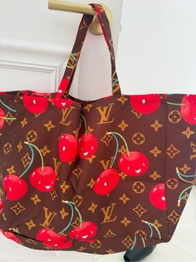 Asylum Cherry Monogram Brown Canvas Tote Bag